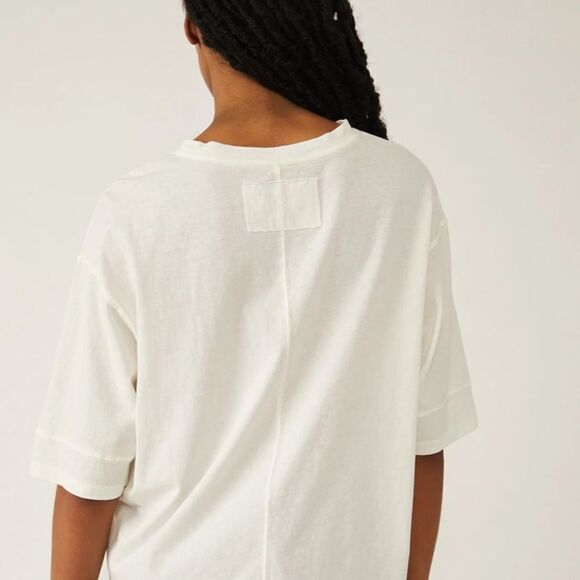 Free People We the Free 5140 Alissa Tee Shirt in Ivory Large NWT $58 - Picture 8 of 9